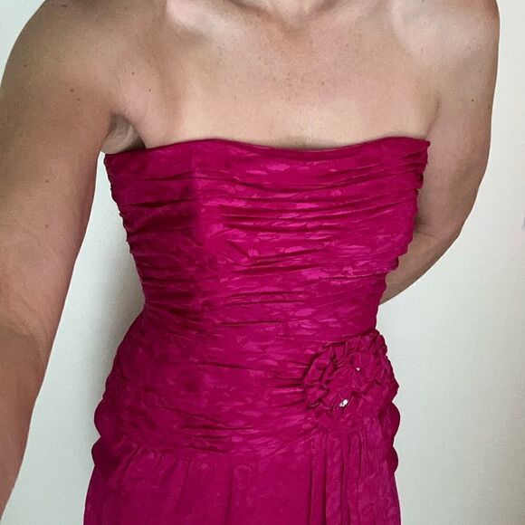 EUC vintage hot Barbie pink Lillie Rubin 100% silk cocktail dress 6 - Picture 2 of 9